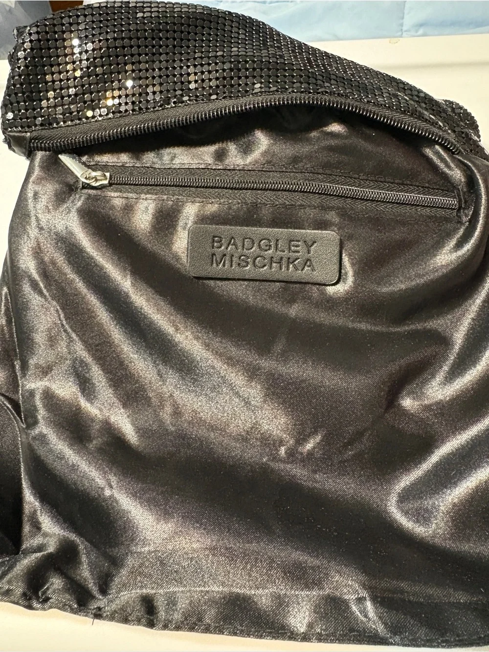 Badgley Mischka Silver Rhinestone Evening Wristlet